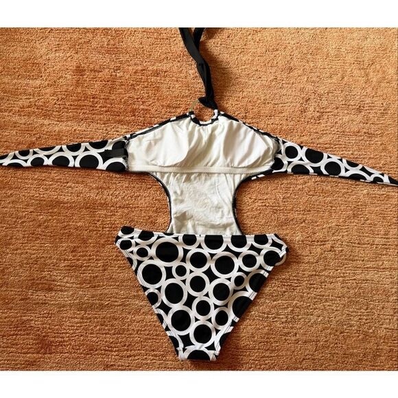 La Blanca by Rod Beattie Cutout Swimsuit S – Retro Circles One-Piece - Picture 4 of 6